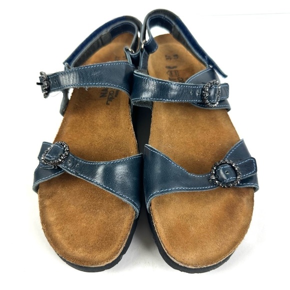 Naot Pamela Sandals 37 Blue Leather Rhinestone Comfort Shoes Womens 6 - Picture 2 of 7